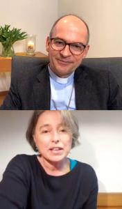 BIschof Dr. Franz Jung sprach in der Reihe #zwei1einhalb auf Instagram mit Elke Wolz-Nagel, Leiterin der katholischen Kita "Haus für Kinder" in  Gaukönigshofen.