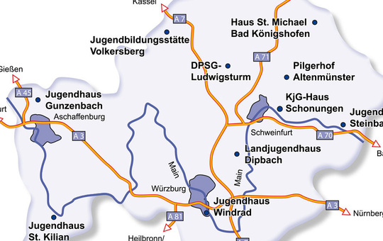 Karter der kirchlichen Jugendhäuser in der Diözese Würzburg